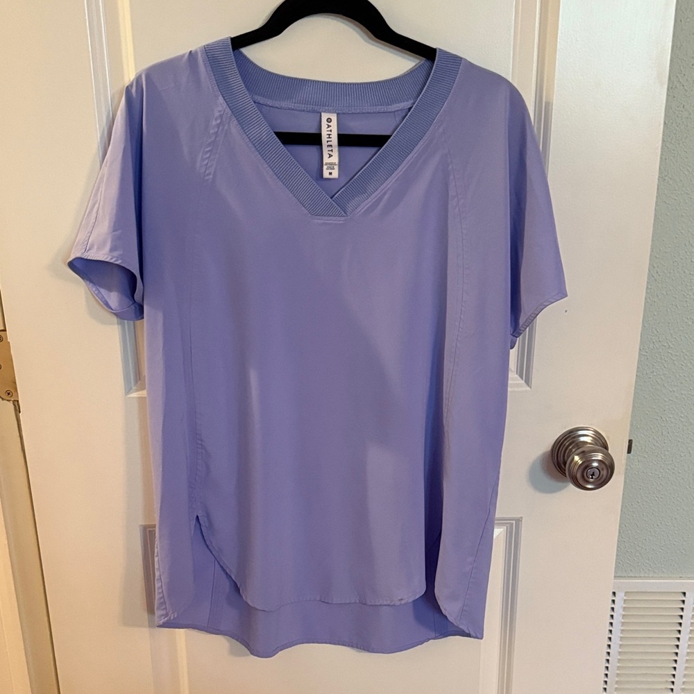 Athleta Light Purple V-Neck Short Sleeve Top